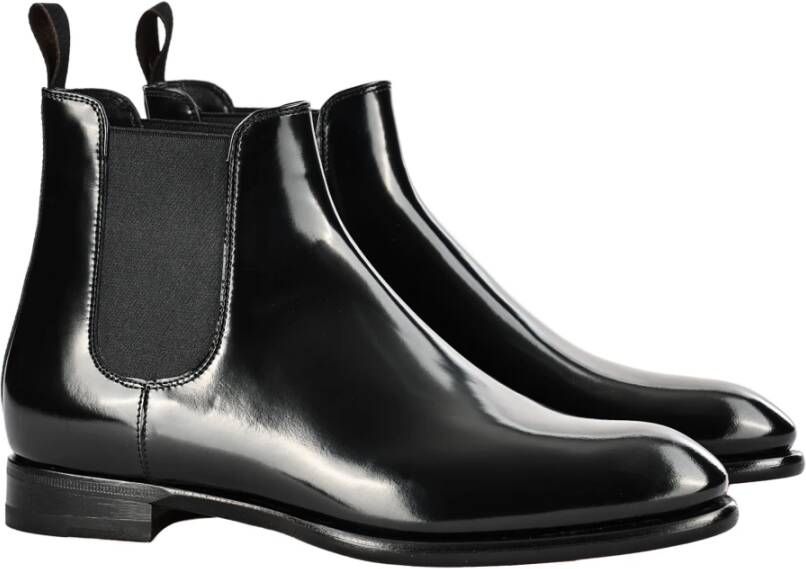 Santoni Italiaanse Leren Enkellaarzen Beatles Stijl Black Dames