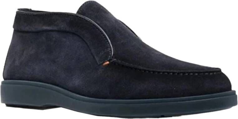 Santoni Italiaanse Leren Enkellaarzen Blue Heren