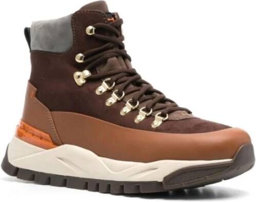 Santoni Italiaanse Leren Enkellaarzen Brown Heren