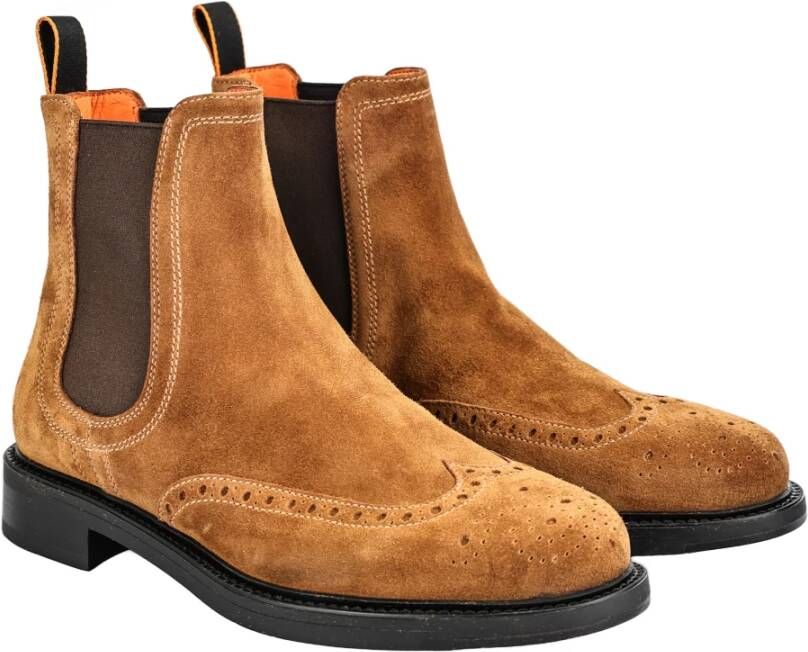 Santoni Italiaanse Leren Enkellaarzen Brown Heren