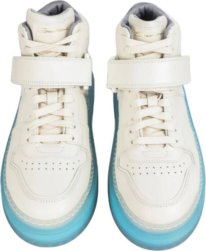 Santoni Italiaanse Leren Sneakers Aquarius Stijl White Dames