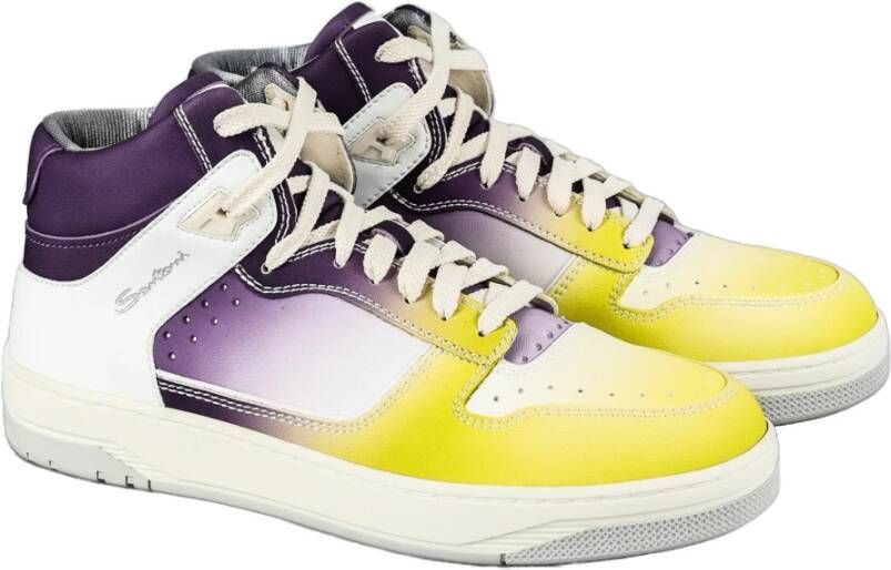 Santoni Italiaanse Leren Sneakers Multicolor Heren