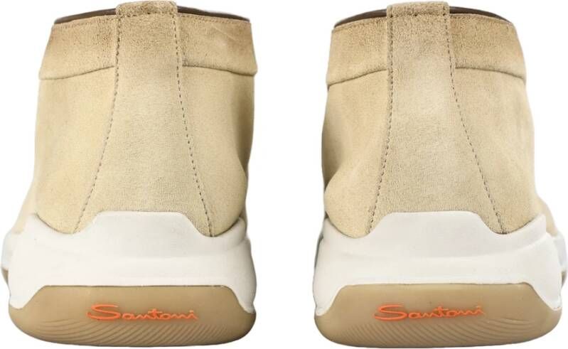 Santoni Italiaanse Leren Veterschoenen Beige Heren