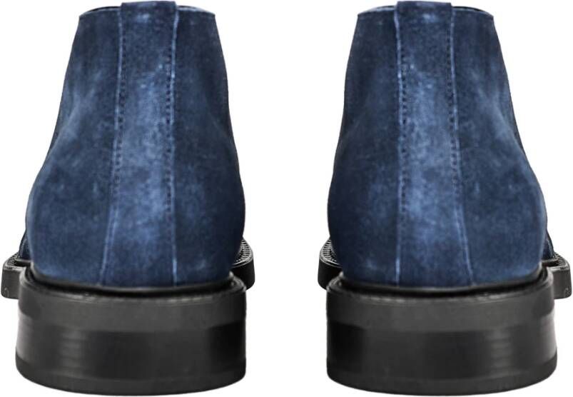 Santoni Italiaanse Leren Veterschoenen Blue Heren
