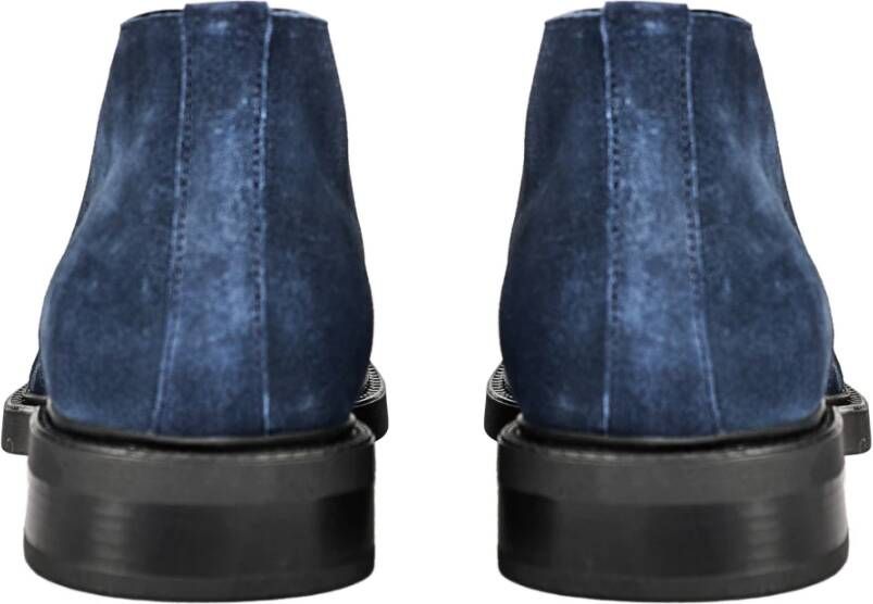 Santoni Italiaanse Leren Veterschoenen Blue Heren