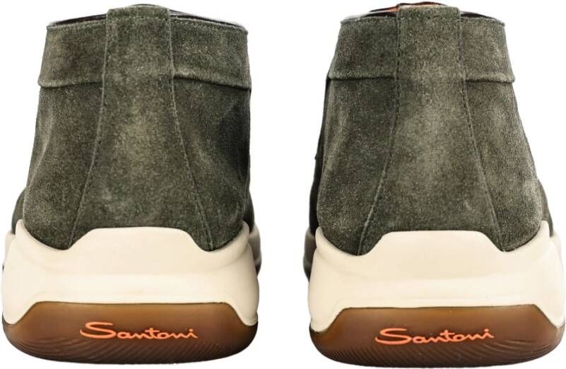 Santoni Italiaanse Leren Veterschoenen Green Heren