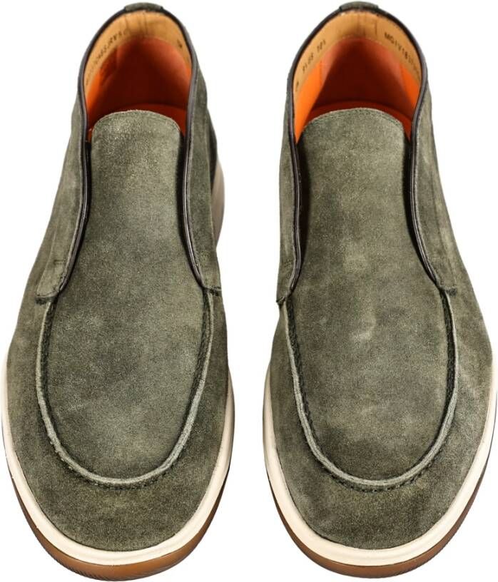 Santoni Italiaanse Leren Veterschoenen Green Heren