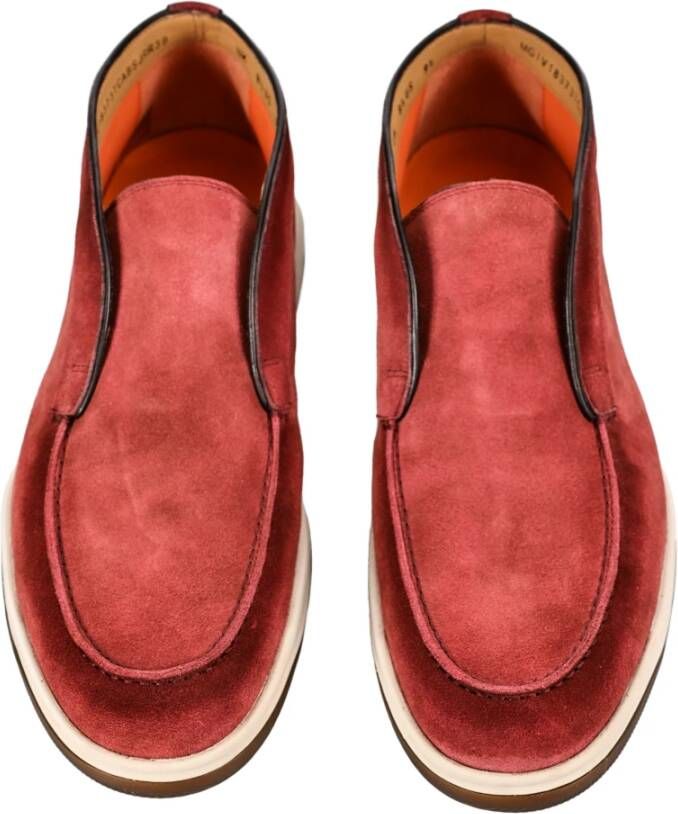 Santoni Italiaanse Leren Veterschoenen Red Heren