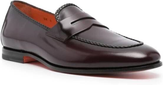 Santoni Klassiek Bordeaux Leren Gevlochten Armband Red Heren