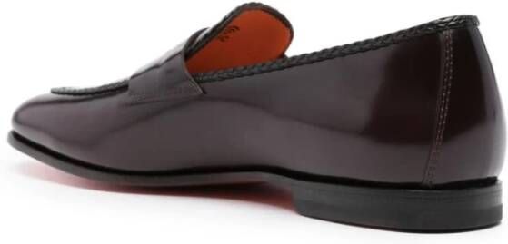 Santoni Klassiek Bordeaux Leren Gevlochten Armband Red Heren