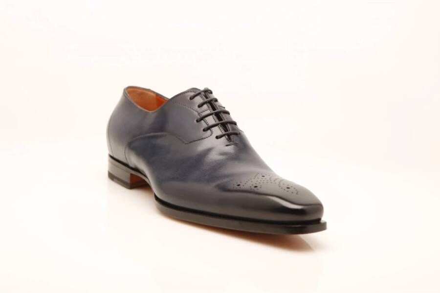 Santoni Klassieke Blauwe Leren Schoenen Blue Heren