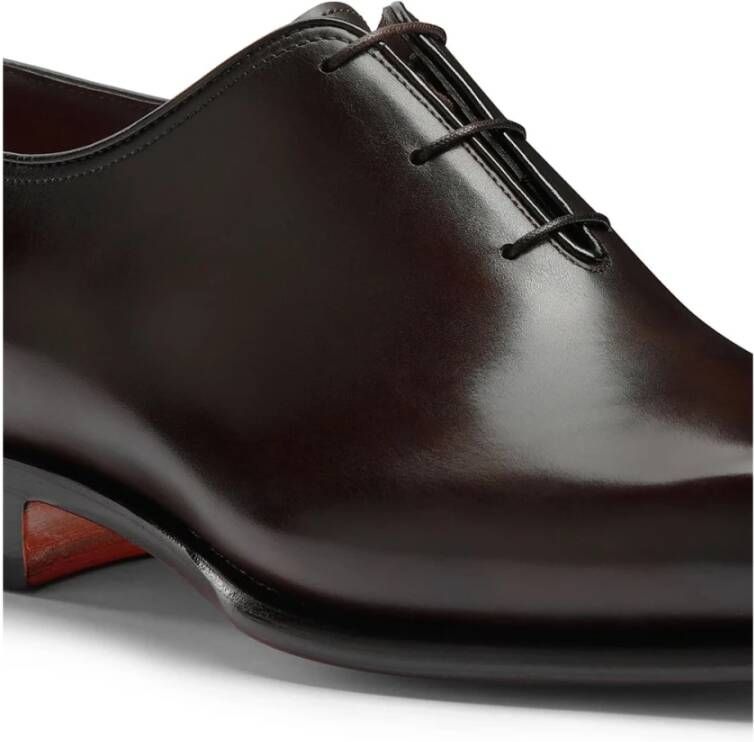 Santoni Klassieke Derby Schoenen van Zwart Leer