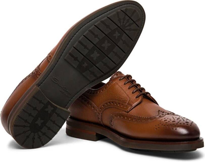 Santoni Klassieke leren Derby brogue Brown Heren