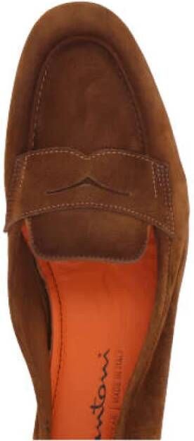 Santoni Klassieke Penny Loafer in Lichtbruin Suède Brown Dames