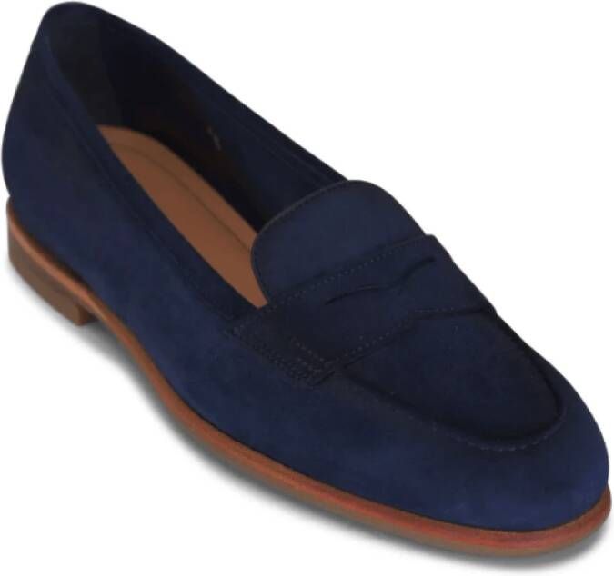 Santoni Kobaltblauwe suède loafers