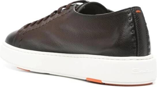 Santoni Koffiebruine Vetersneaker