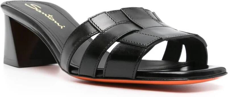 Santoni Leren Blokhak Sandalen