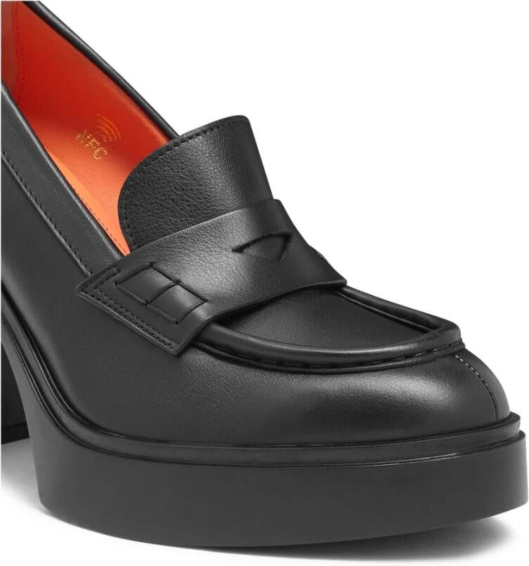 Santoni Leren hoge hak pomp Black Dames