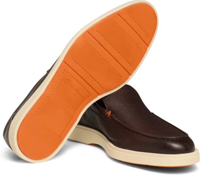 Santoni Leren instapper voor heren Brown Heren
