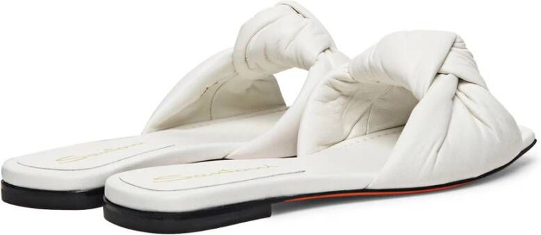 Santoni Leren Knoop Slide Sandaal White Dames