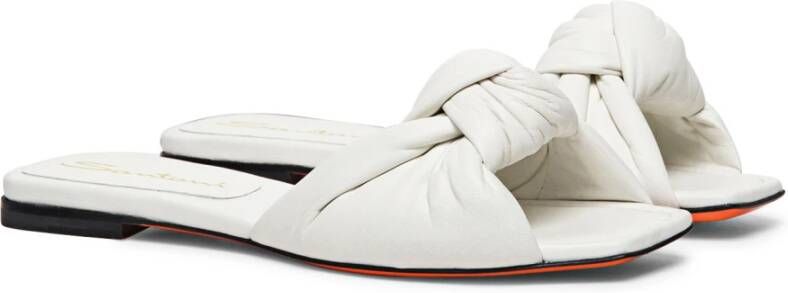 Santoni Leren Knoop Slide Sandaal White Dames