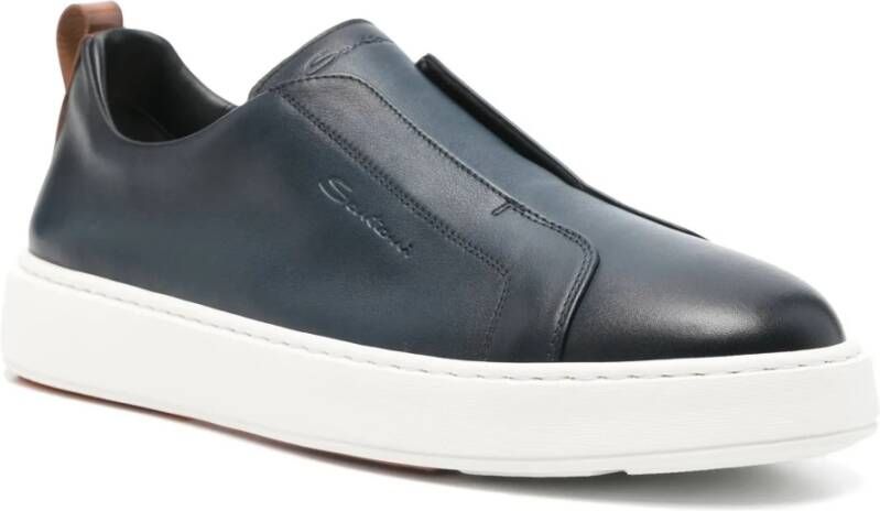 Santoni Leren Laceless Sneakers met Rubberen Zool