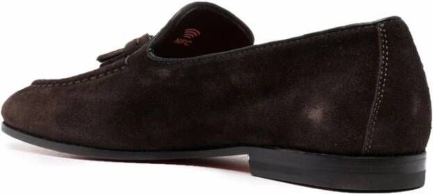 Santoni Leren Loafers Brown Heren