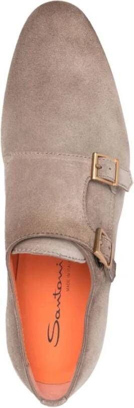 Santoni Leren Monnik Schoenen Beige Heren