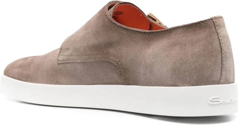 Santoni Leren Monnik Schoenen Beige Heren