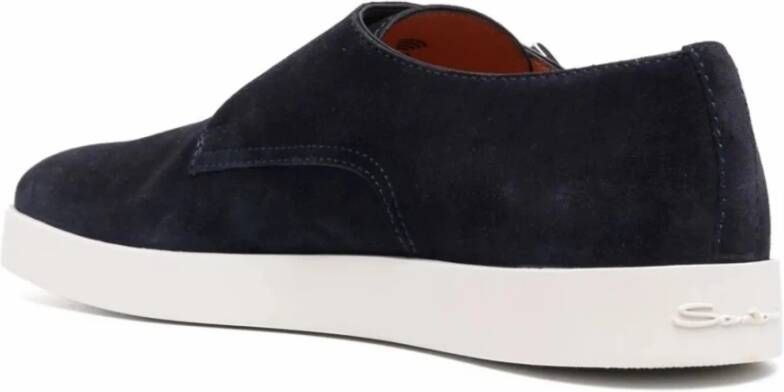Santoni Leren Monnik Schoenen Blue Heren