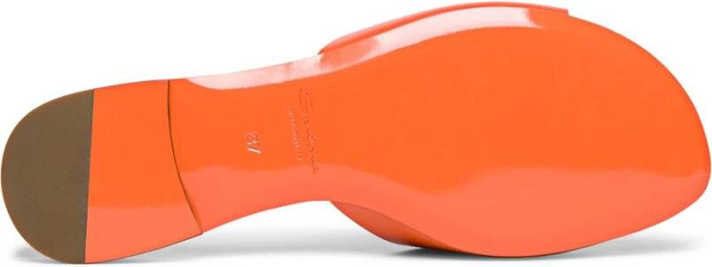 Santoni Leren Slide Sandaal Orange Dames
