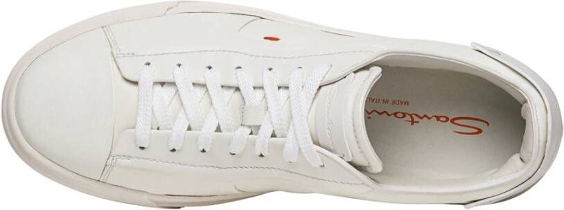 Santoni Leren Sneaker met Maxi Lettering White Heren