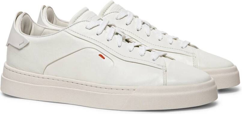 Santoni Leren Sneaker met Maxi Lettering White Heren