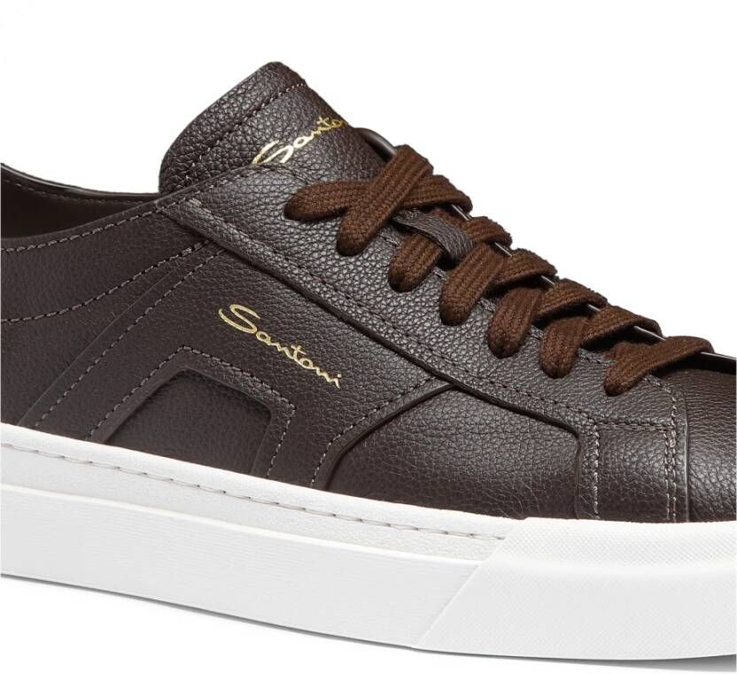 Santoni Leren sneaker voor heren Brown Heren