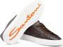 Santoni Bruine Leren Sneakers Dubbele Gesp Brown Heren - Thumbnail 4