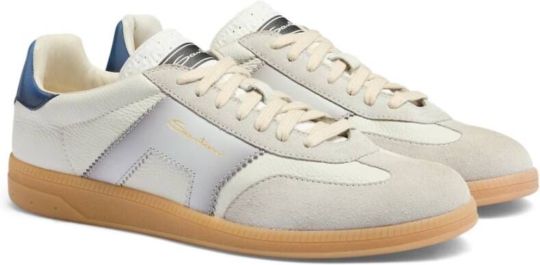 Santoni Leren sneaker voor heren Gray Heren