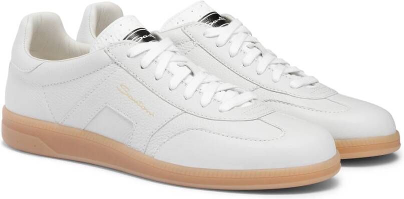 Santoni Leren sneaker voor heren White Heren