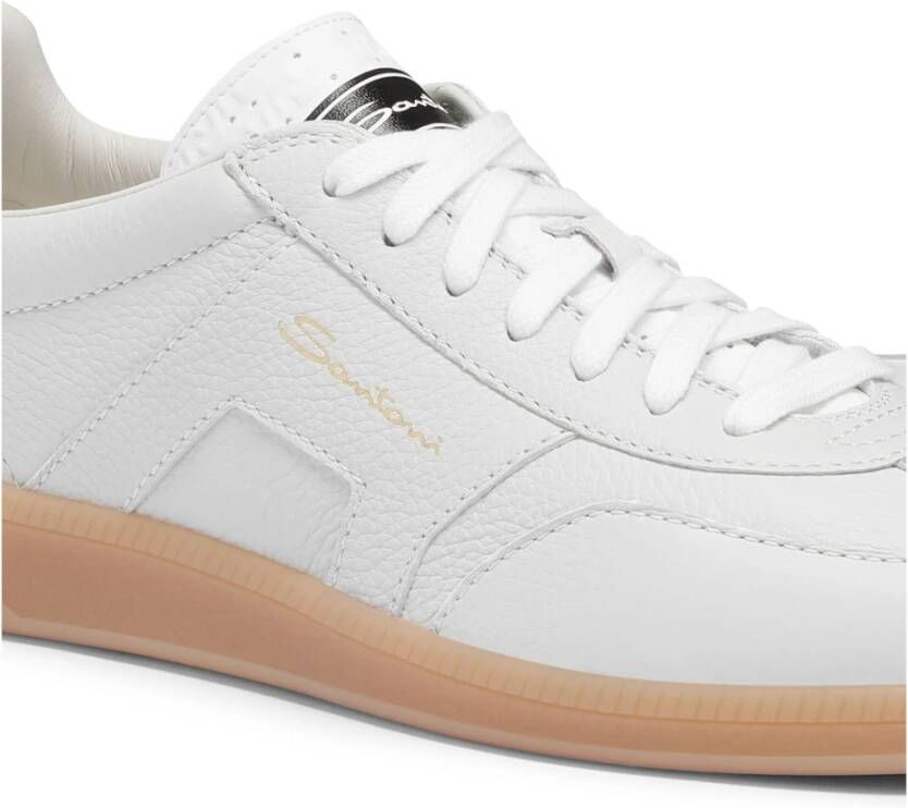 Santoni Leren sneaker voor heren White Heren