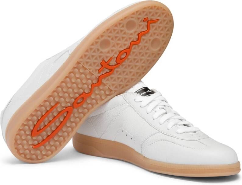 Santoni Leren sneaker voor heren White Heren