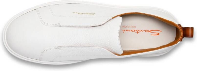 Santoni Leren sneaker voor heren White Heren