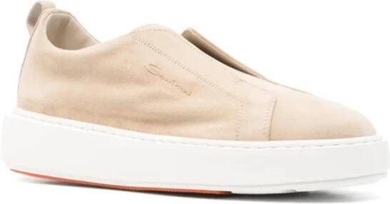 Santoni Leren Sneakers Italiaans Gemaakt Rubberen Zool