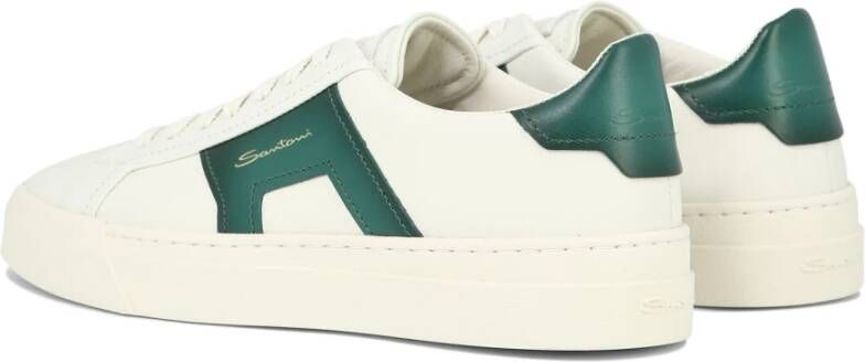 Santoni Leren sneakers met dubbele gesp White Heren