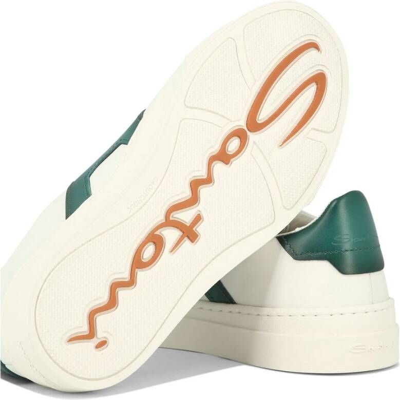 Santoni Leren sneakers met dubbele gesp White Heren