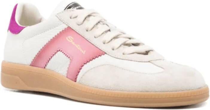 Santoni Lichtgrijze Sneakers met Logo Patch