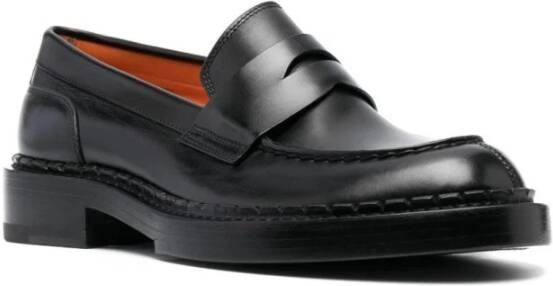 Santoni Zwarte leren loafers voor vrouwen Black Dames