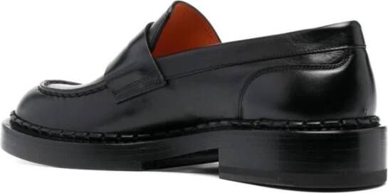 Santoni Zwarte leren loafers voor vrouwen Black Dames