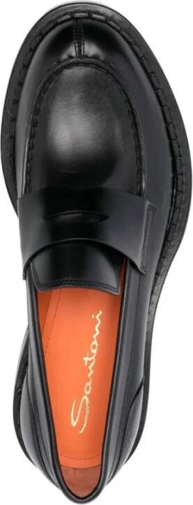 Santoni Zwarte leren loafers voor vrouwen Black Dames