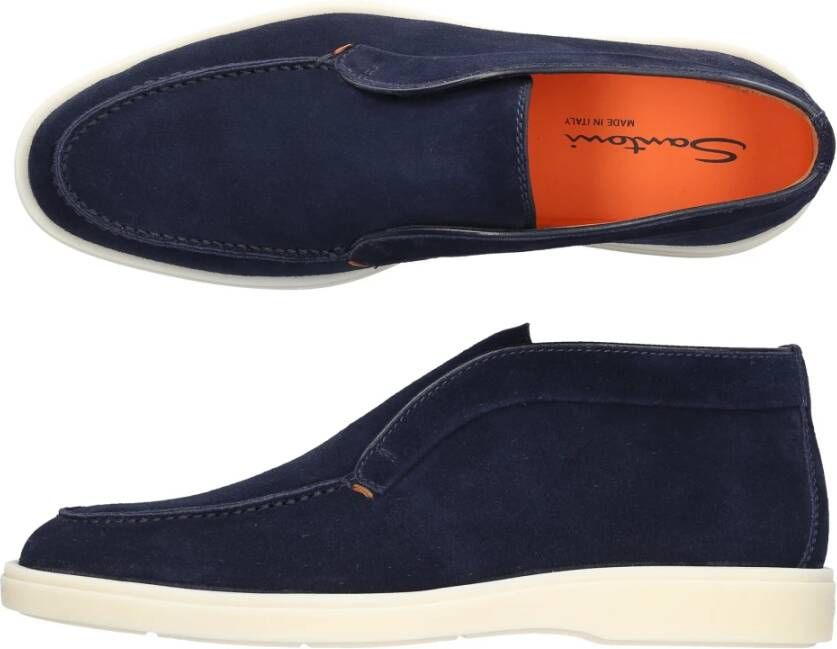 Santoni Desert Boot Suède Enkellaarzen Blauw Heren