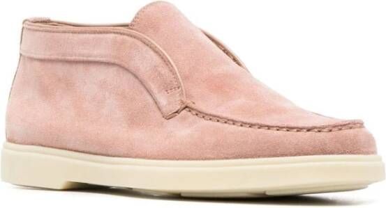 Santoni Roze Leren Loafers voor Vrouwen Pink Dames