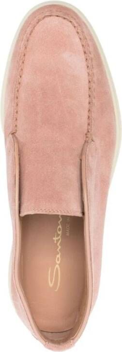 Santoni Roze Leren Loafers voor Vrouwen Pink Dames